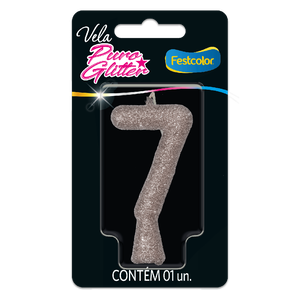 VELA PURO GLITTER PRATA N° 7