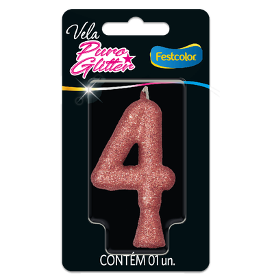 Produto Festcolor - VELA PURO GLITTER ROSE GOLD N° 4