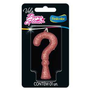 VELA PURO GLITTER ROSE GOLD INTERROGAÇÃO