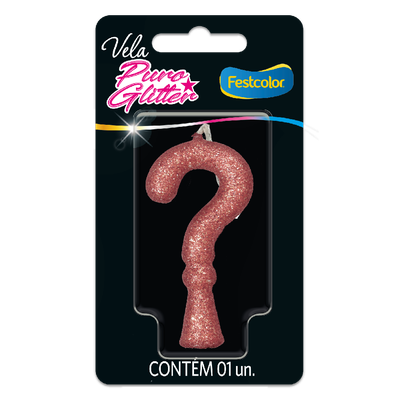 Produto Festcolor - VELA PURO GLITTER ROSE GOLD INTERROGAÇÃO