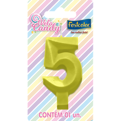 Produto Festcolor - VELA CANDY AMARELA N° 5