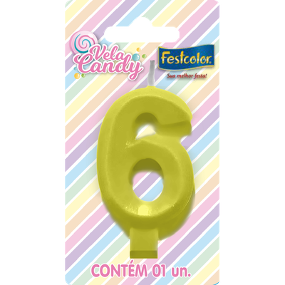 Produto Festcolor - VELA CANDY AMARELA N° 6