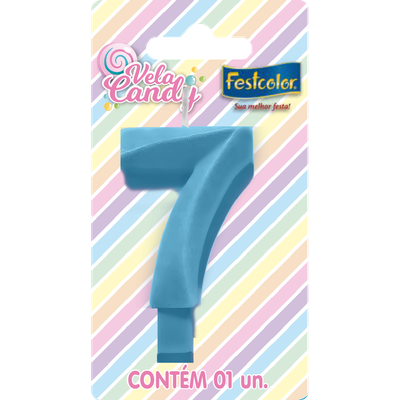 Produto Festcolor - VELA CANDY AZUL N° 7