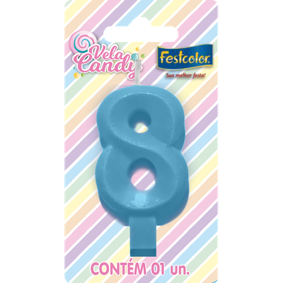 Produto Festcolor - VELA CANDY AZUL N° 8