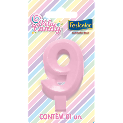 Produto Festcolor - VELA CANDY ROSA N° 9