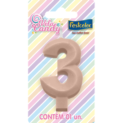 Produto Festcolor - VELA CANDY SALMÃO N° 3