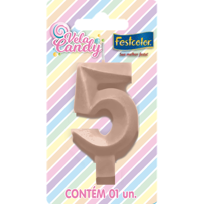 Produto Festcolor - VELA CANDY SALMÃO N° 5