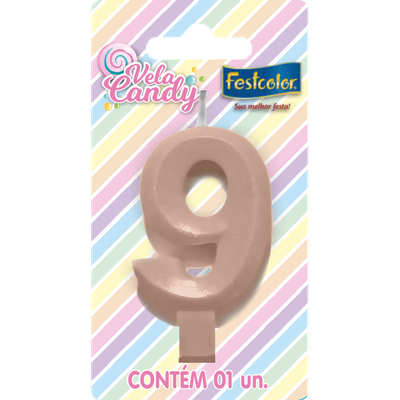 Produto Festcolor - VELA CANDY SALMÃO N° 9