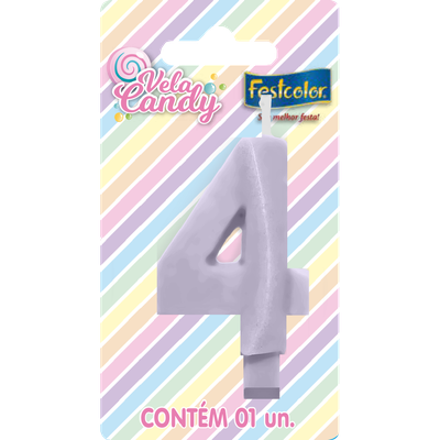 Produto Festcolor - VELA CANDY LILÁS N° 4