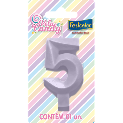 Produto Festcolor - VELA CANDY LILÁS N° 5