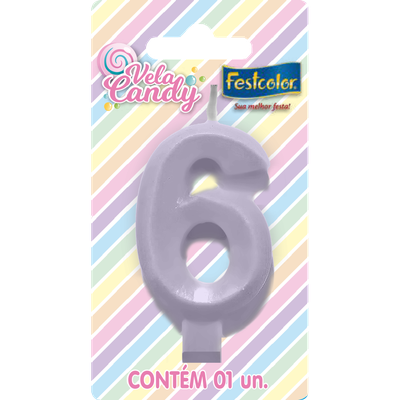 Produto Festcolor - VELA CANDY LILÁS N° 6