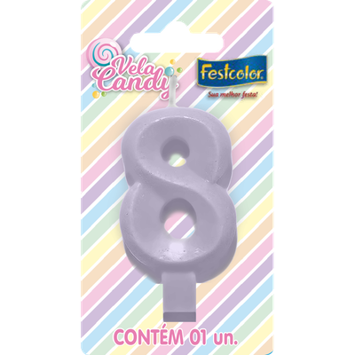 Produto Festcolor - VELA CANDY LILÁS N° 8