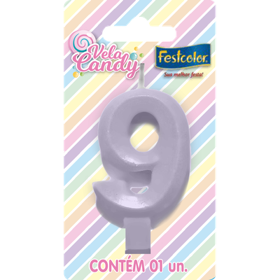 Produto Festcolor - VELA CANDY LILÁS N° 9