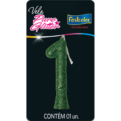 Produto Festcolor - VELA PURO GLITTER VERDE N° 1