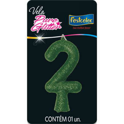 Produto Festcolor - VELA PURO GLITTER VERDE N° 2