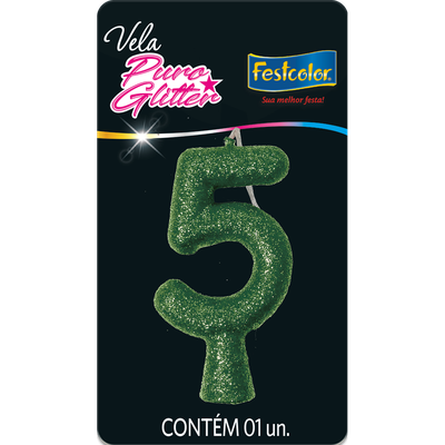 Produto Festcolor - VELA PURO GLITTER VERDE N° 5
