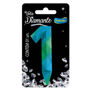 VELA DIAMANTE AZUL E VERDE N° 1