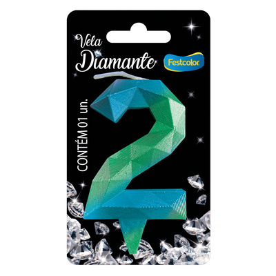 Produto Festcolor - VELA DIAMANTE AZUL E VERDE N° 2
