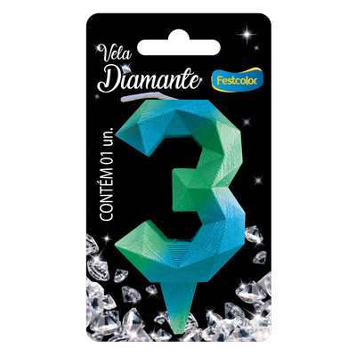 Produto Festcolor - VELA DIAMANTE AZUL E VERDE N° 3