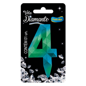 VELA DIAMANTE AZUL E VERDE N° 4
