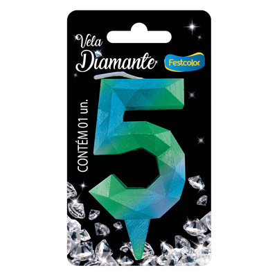 Produto Festcolor - VELA DIAMANTE AZUL E VERDE N° 5