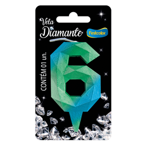 VELA DIAMANTE AZUL E VERDE N° 6