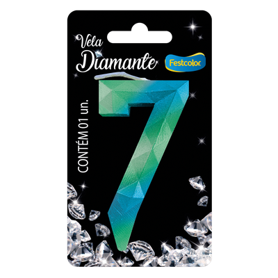Produto Festcolor - VELA DIAMANTE AZUL E VERDE N° 7