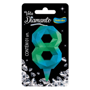 VELA DIAMANTE AZUL E VERDE N° 8