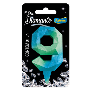 VELA DIAMANTE AZUL E VERDE N° 9