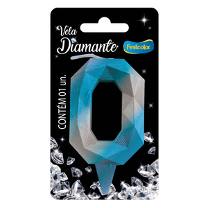 VELA DIAMANTE AZUL E PRATEADA N° 0