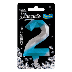 VELA DIAMANTE AZUL E PRATEADA N° 2