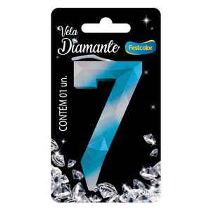 VELA DIAMANTE AZUL E PRATEADA N° 7