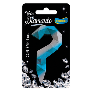 VELA DIAMANTE AZUL E PRATEADA INTERROGAÇÃO