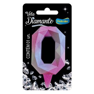 VELA DIAMANTE ROSA E PRATEADA N° 0