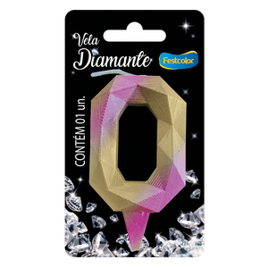 VELA DIAMANTE ROSA E DOURADA N° 0
