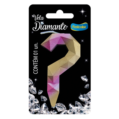 Produto Festcolor - VELA DIAMANTE ROSA E DOURADA INTERROGAÇÃO