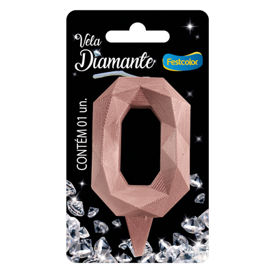 Produto Festcolor - VELA DIAMANTE ROSE GOLD N° 0