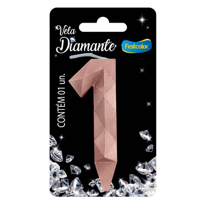 Produto Festcolor - VELA DIAMANTE ROSE GOLD N° 1