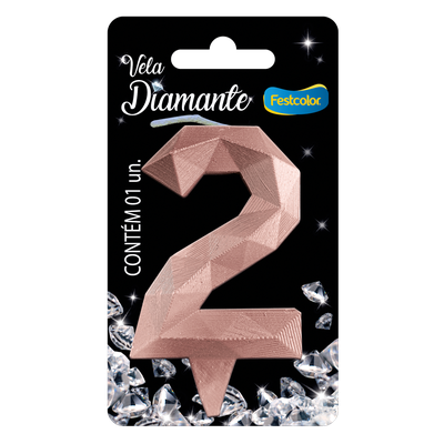 Produto Festcolor - VELA DIAMANTE ROSE GOLD N° 2