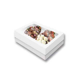 CAIXA 2 OVOS TAMPA COM VISOR M PÁSCOA BRANCA LISA