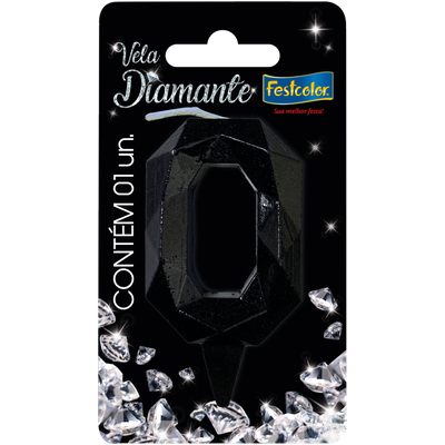 Produto Festcolor - VELA DIAMANTE PRETA N° 0
