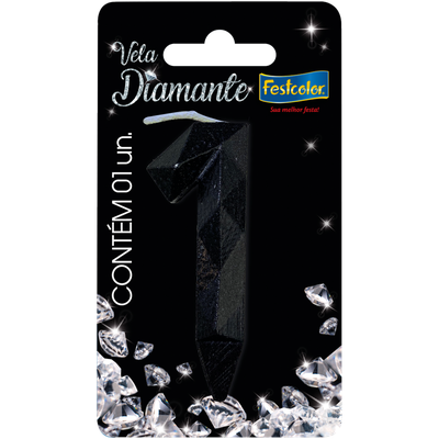 Produto Festcolor - VELA DIAMANTE PRETA N° 1