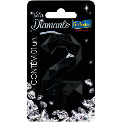 Produto Festcolor - VELA DIAMANTE PRETA N° 2