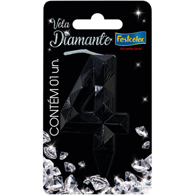 Produto Festcolor - VELA DIAMANTE PRETA N° 4