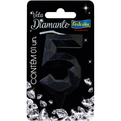 Produto Festcolor - VELA DIAMANTE PRETA N° 5