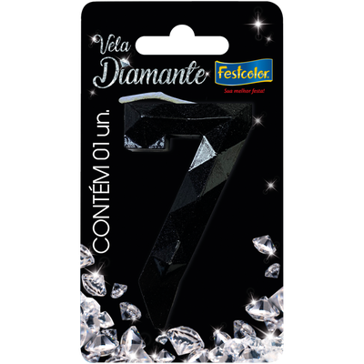 Produto Festcolor - VELA DIAMANTE PRETA N° 7