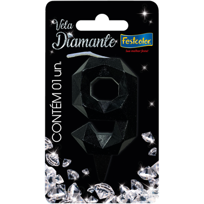 Produto Festcolor - VELA DIAMANTE PRETA N° 9