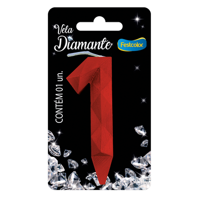 Produto Festcolor - VELA DIAMANTE VERMELHA N° 1