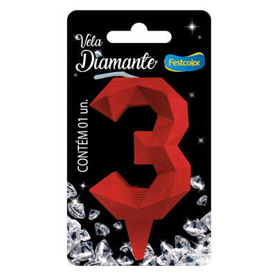 Produto Festcolor - VELA DIAMANTE VERMELHA N° 3