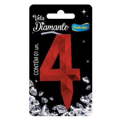 Produto Festcolor - VELA DIAMANTE VERMELHA N° 4
